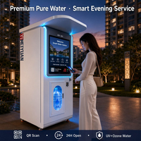 Distributeur d'eau glacée intelligent avec capteur, rinçage automatique, alerte à distance 4G, alarme de niveau d'eau faible, kiosque d'eau purifiée par osmose inverse 24H UV OEM