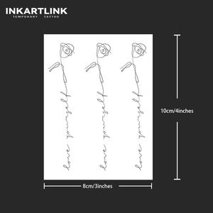 Adesivo per Tatuaggio Personalizzato 'Love Yourself' con Rosa, Impermeabile, Lunga Durata 15 Giorni, Semi-permanente, Arte Corporea per Braccia di Donne e Uomini - Product Image 3