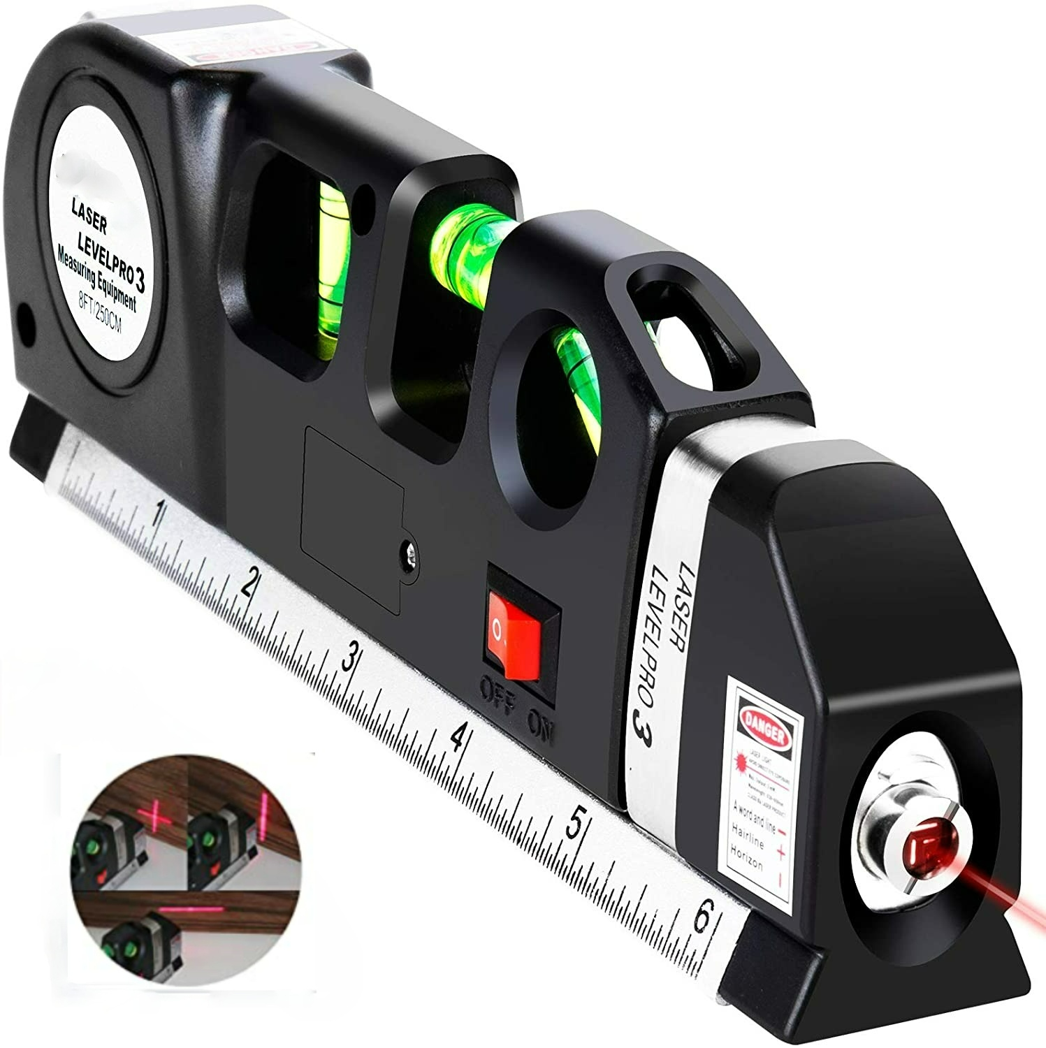 New heißer 1Pc Multipurpose Level Laser Horizon Vertical Measure Tape Aligner Bubbles Ruler Adjusted Standard und Metric Tape Ruler