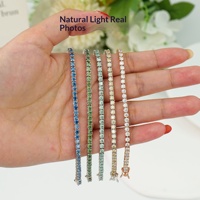 Bracelet Tennis en Argent S925 avec Moissanite Colorée de 2 mm, Vente en Gros Usine, Bijoux Fins et Délicats de Luxe pour Femme, Idéal au Quotidien