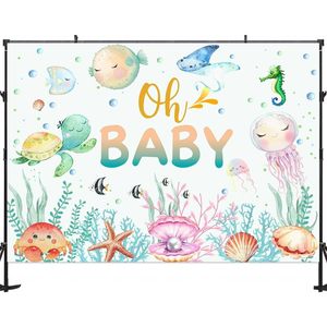 Ocean Theme Shower Backdrop Custom 7x5ft Photo Booth <b>Props</b> <b>for</b> 1st Birthday <b>Party</b> Decor with Sea Creatures in Stock! - Product Image 2
