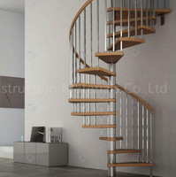 Escalier en colimaçon intérieur sur mesure, design moderne, en chêne américain avec acier inoxydable et verre, escalier circulaire en colimaçon pour loft