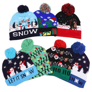 2024 nouveaux produits transfrontaliers automne et hiver à la mode noël Led lumière tricoté chapeau - Product Image 1