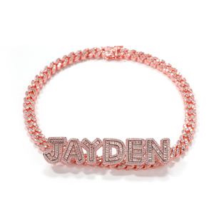 Collana Choker Hip Hop <span class=keywords><strong>Personalizzata</strong></span> con <span class=keywords><strong>Nome</strong></span>, Catena Cubana 9mm in Ottone con Zirconia, Placcata in Oro 18K - Product Image 3