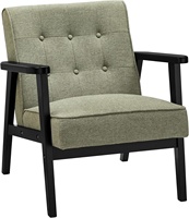 Mid-Century Modern 2-Sitzer Polstersofa mit Breiten Massivholz-Armlehnen Taubengrauer Sessel Freizeit-Loungesessel für Kleine Räume