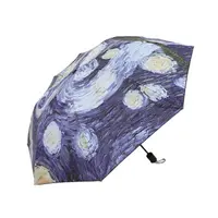 ידני מטרייה 8 צלעות שלוש קיפול מטרייה וינסנט ואן גוך ציור שמן ליל הכוכבים נשים של Windproof שמש UV שמשייה