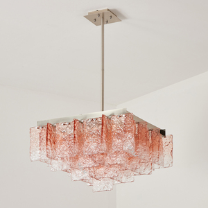Lustre suspendu en verre texturé rose antique américain, style Art déco italien du milieu du siècle, pour <span class=keywords><strong>salle</strong></span> à manger - Product Image 2