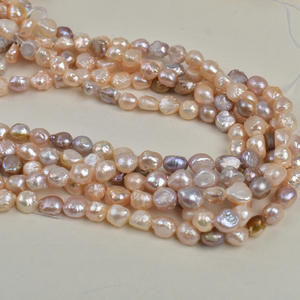 สร้อยคอมุกน้ำจืดทรงกลมแบบเอดิสัน ขนาด 10-12 มม. ผลิตภัณฑ์กึ่งสำเร็จรูปจากธรรมชาติ โทนสีขาวและชมพู รูปทรงบาโรก - Product Image 4