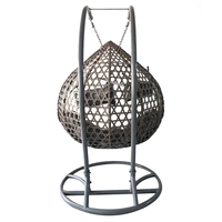 PE Rotin Métal Stand Patio Suspendu Balançoire Oeuf Chaise Double Siège Jardin Extérieur Osier Cocon