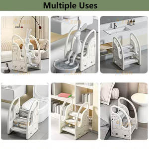 Tabouret de lavabo antidérapant pour enfants, marchepied rehausseur en plastique à trois marches, tabouret domestique avec main courante pour bébés et enfants - Product Image 5