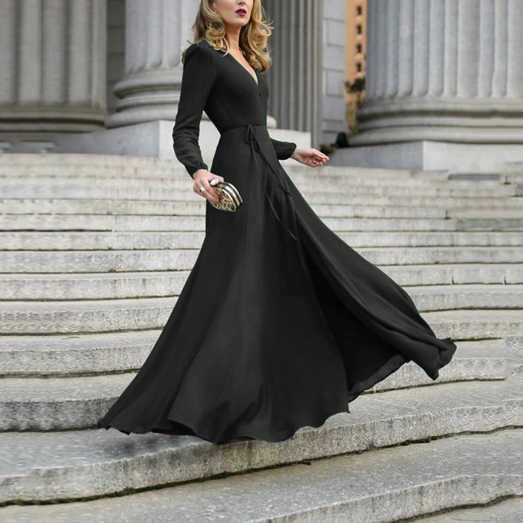 Women Clothing Wholesale Long Sleeve Maxi Dress Dinner Party Wedding Gown Ball Gown Ball Gown