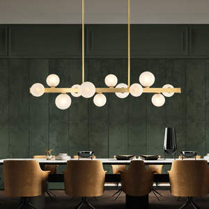 Candelabro de techo de oro creativo, luces colgantes de bola de cristal de latón para comedor, novedad - Product Image 3