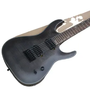 Матовая прозрачная черная электрогитара Flyoung, сделанная на заказ гитара, черная металлическая гитара