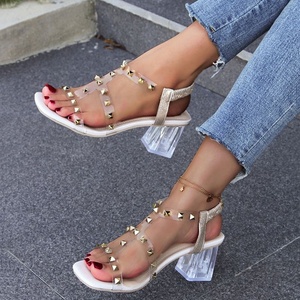 Chaussures de mariage pour femmes, style européen et américain, à talon ultra haut, à enfiler, à bout ouvert, avec boucle carrée simple, collection Printemps-Été 2026 - Product Image 6