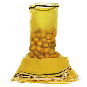 Sac en filet pour légumes en PP Leno, sacs en filet monofilament PP, sac en filet Raschel avec cordon de serrage - Product Image 1
