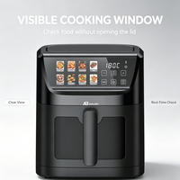 Nueva Freidora de Aire Metálica de 5L con Cesta Única, Horno de 1500W con Pantalla Táctil, Moderna, Cuadrada, Multifunción, Doméstica, Ahorro de Energía, CE, Uso Diario