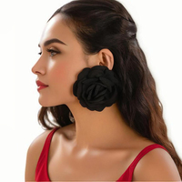 Aretes de Botón con Flores Grandes de Tela Esponjosa para Mujer, Pendientes Grandes Exagerados de Moda para Dama, Accesorios de Joyería y Regalos para Ella