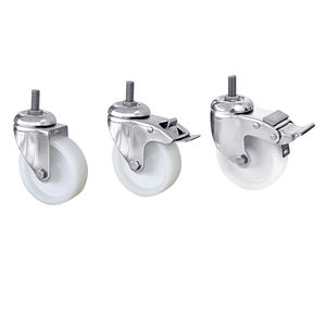 Mão Carrinho Giratório 3 inch 4 inch 5 inch 304 Aço Inoxidável M12 Bolt Hole Bracket Branco PA Roda de Nylon Rodízio - Product Image 2