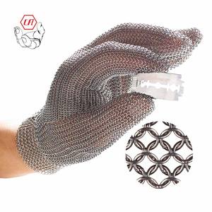 Carnicero en contacto con alimentos 304L cinco dedos de gancho de Metal resistente al corte de acero inoxidable, cadena de malla guantes para el correo - Product Image 1