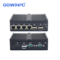 Mini PC Industrial sin Ventilador con Intel Celeron N2840 de Cuatro Núcleos, 4GB DDR3, 64GB SSD, Puertos COM Duales para Firewall y Virtualización
