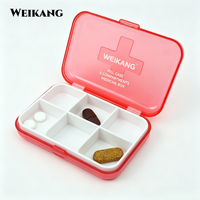 Boîte de rangement de pilules à 6 compartiments, étui de voyage hebdomadaire pour médicaments, en plastique portable pour comprimés, vitamines et suppléments