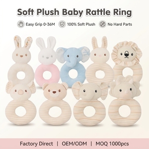 <span class=keywords><strong>Hochet</strong></span> doux en peluche pour bébé, anneau de dentition sensoriel en forme d'animal en peluche à agripper, pour nouveau-né, nourrisson, tout-petit, OEM, personnalisé, vente en gros - Product Image 1