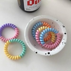 Dulces lazos para el cabello en espiral de dos tonos coloridos, cable de teléfono, bobina sin arrugas, bandas elásticas para el cabello, coleteros para ella - Product Image 2