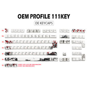 Keycaps DYE-SUB Plum bloom 111 touches profil OEM espagne Keycaps pour clavier DE jeu mécanique ES <span class=keywords><strong>FR</strong></span> FI DE ISO Keycaps - Product Image 2