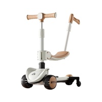 Trottinette pliable à 3 roues pour enfants, légère et mignonne, avec siège, roues en PU anti-retournement, hauteur réglable, frein arrière - Pour les enfants de 3 à 6 ans