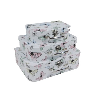 Luxury Paper Cardboard <strong>Vintage</strong> Suitcase Box Butterfly Pattern Children Kids Blanket <strong>Clothes</strong> Suitcase Gift <strong>Boxes</strong> With Handle - Product Image 3