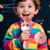 Nouvel arrivage Portable Mini Home KTV Karaoké Haut-parleur Microphone sans fil dynamique avec lumière LED Audio Bluetooth pour micro pour enfants