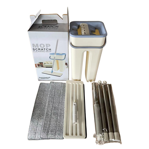 Cubo de fregona con sistema de centrifugado y fregona plana mágica, para uso en seco y húmedo, herramientas de limpieza para el hogar y la cocina, con paño de microfibra de repuesto - Product Image 5