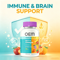 Complément alimentaire Toddlers Plus Multi et Omégas avec vitamines C et D, zinc, oméga-3, 60 comprimés, durée de conservation de 24 mois, pour soutenir le système immunitaire