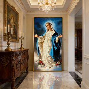 Lámpara LED de Lujo para Entrada, Decoración del Hogar, Pintura DIY, Pintura de Porcelana de Cristal de la Estatua de la Virgen María, Arte de Pared al por Mayor - Product Image 4