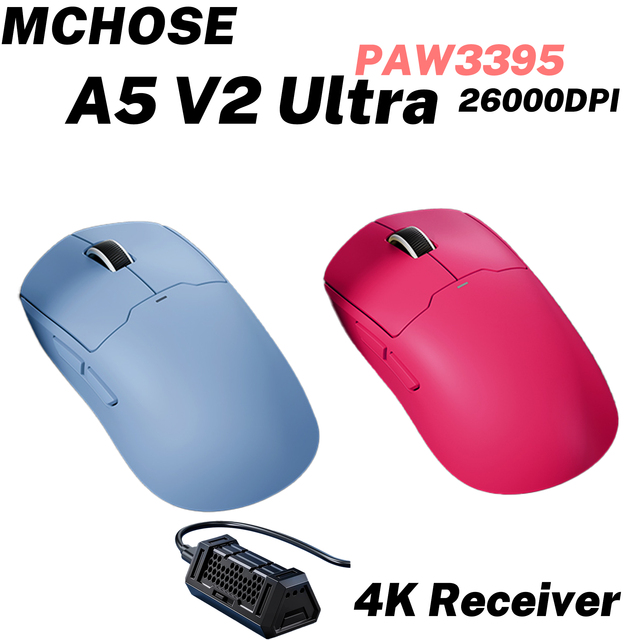 MCHOSE A5 Ultra Wired Gaming Mouse 4-Button Symmetrical Design 59g 8K Polling PAW3395 26K DPI Opto-electronic Tracking 130h