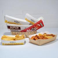 Boîte à lunch jetable en papier kraft de qualité alimentaire, bol anti-fuite et résistant à la graisse avec revêtement PE, plateau bateau, rectangle pour salades, snacks et biscuits