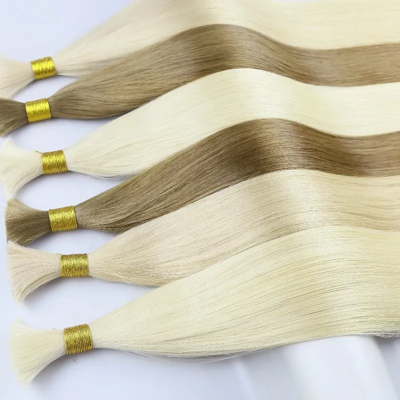 Toptan en kaliteli İŞLENMEMİŞ SAÇ toplu manikür hizalanmış çift çizilmiş saç demetleri toplu uzantıları satıcıları