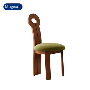 Vintage Key Shape <b>Dining</b> <b>Chair</b> Retro Mid-Century Modern Side <b>Chair</b> Solid Wood Black Finish Upholstered <b>Chair</b> for Home Restaurant - Product Image 6