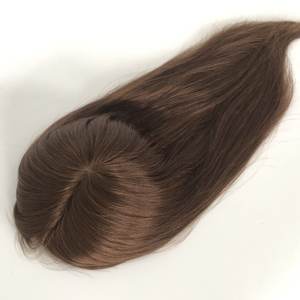 Vendita calda 100% vergine europea capelli Full handled a rete Mono pezzo Base di pizzo Toppers per le donne integrazione dritto - Product Image 3