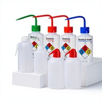 Bouteille de lavage de sécurité Labshark en LDPE, à large ouverture, pour méthanol, éthanol, acétone, eau distillée, tête blanche spéciale, tête rouge