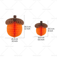 Décoration en forme de boule en nid d'abeille Acorn Square pour la fête de Thanksgiving, boule en nid d'abeille en papier en forme de noisette et de cône de pin, décoration suspendue