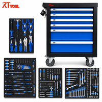 Armoire à outils verrouillable RT TOOL à 6 tiroirs avec serrure à clé centrale en fer, jeu de douilles de réparation pour atelier de mécanique