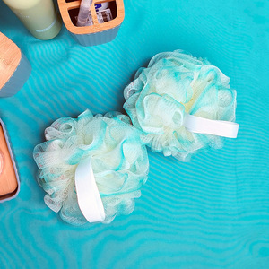 Éponge de bain ultra douce et moussante pour femmes et enfants, beige avec bordure bleue, multifonction, pour usage en toilette - Product Image 2