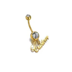 Surgical Stainless Steel Navel Piercings Body Jewelry Letter Custom Personalized Belly Button Rings for Women