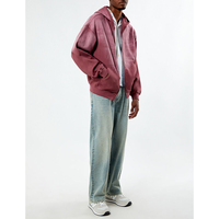 Usine En Gros Dip Dye Full Zip up Vestes Hommes Poids Lourd Coton Vintage Lavage À L'Acide Peinture À Capuche