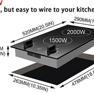 Table de cuisson à induction intégrée à double brûleur 220-240V, plaque de cuisson électrique de 12 pouces - Product Image 3