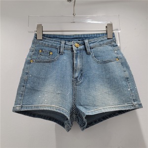 New Summer Shinny Full Rhinestone Stretch <strong>High</strong> <strong>Waist</strong> Denim <strong>Shorts</strong> Women <strong>Jeans</strong> <strong>Shorts</strong> - Product Image 2