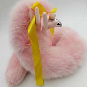 Plug anal en forme <span class=keywords><strong>de</strong></span> queue <span class=keywords><strong>de</strong></span> renard rose, poudre <span class=keywords><strong>de</strong></span> fard à joues, couleur givre blanc, grand plug anal en forme <span class=keywords><strong>de</strong></span> queue - Product Image 5