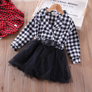 Рождественское платье для девочек-малышек, клетчатое платье в стиле пэчворк, кружевная юбка-пачка, праздничное детское платье для вечеринок - Product Image 2