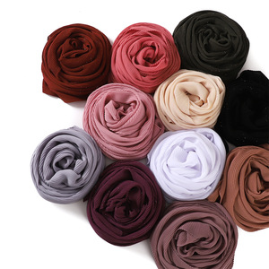 90*90cm Wholesale Malaysia Hijab Women Islamic Shawls Muslim Hijabs Tudung Shining Sparkly Square Scarf Pleated Chiffon Hijab